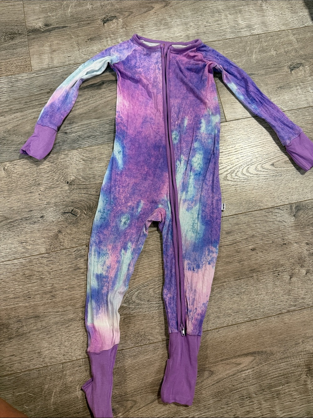 Little sleepies Purple Tie-Dye Kids One-Piece Zipper Pajama